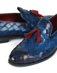 Paul Parkman Men's Big Braided Tassel Loafers Blue (ID