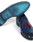 Paul Parkman Men's Big Braided Tassel Loafers Blue (ID