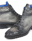 Paul Parkman Men's Gray Croco Embossed Leather Boots (12811-GRY)