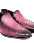 Paul Parkman Perforated Leather Loafers Purple (ID