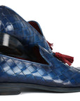 Paul Parkman Men's Big Braided Tassel Loafers Blue (ID