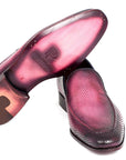 Paul Parkman Perforated Leather Loafers Purple (ID