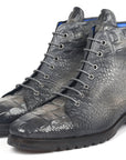 Paul Parkman Men's Gray Croco Embossed Leather Boots (12811-GRY)