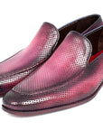 Paul Parkman Perforated Leather Loafers Purple (ID