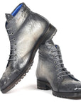 Paul Parkman Men's Gray Croco Embossed Leather Boots (12811-GRY)