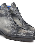 Paul Parkman Men's Gray Croco Embossed Leather Boots (12811-GRY)