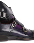 Paul Parkman Men's Studded Cap Toe Monkstraps Purple (ID