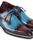 Paul Parkman Norwegian Welted Cap Toe Derby Shoes Blue & Purple (ID