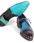 Paul Parkman Norwegian Welted Cap Toe Derby Shoes Blue & Purple (ID