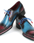 Paul Parkman Norwegian Welted Cap Toe Derby Shoes Blue & Purple (ID