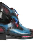 Paul Parkman Norwegian Welted Cap Toe Derby Shoes Blue & Purple (ID