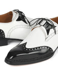Paul Parkman Norwegian Welted Wingtip Men's Dress Shoes Black & White (ID
