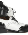 Paul Parkman Norwegian Welted Wingtip Men's Dress Shoes Black & White (ID