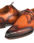 Paul Parkman Goodyear Welted Wingtip Derby Shoes Olive & Tan (ID