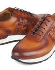 Paul Parkman Men's Brown Hand-Painted Sneakers (ID