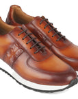 Paul Parkman Men's Brown Hand-Painted Sneakers (ID