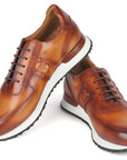 Paul Parkman Men's Brown Hand-Painted Sneakers (ID