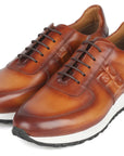 Paul Parkman Men's Brown Hand-Painted Sneakers (ID