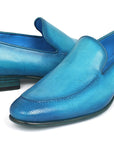 Paul Parkman Perforated Leather Loafers Turquoise (ID