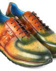 Paul Parkman Men's Green & Brown Patina Sneakers (ID