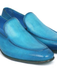 Paul Parkman Perforated Leather Loafers Turquoise (ID