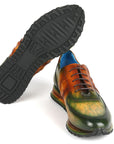 Paul Parkman Men's Green & Brown Patina Sneakers (ID
