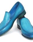 Paul Parkman Perforated Leather Loafers Turquoise (ID