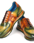 Paul Parkman Men's Green & Brown Patina Sneakers (ID