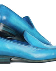 Paul Parkman Perforated Leather Loafers Turquoise (ID