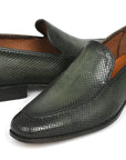 Paul Parkman Perforated Leather Loafers Green (ID
