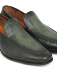 Paul Parkman Perforated Leather Loafers Green (ID
