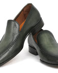 Paul Parkman Perforated Leather Loafers Green (ID