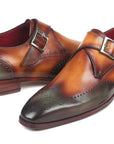 Paul Parkman Single Monkstraps Green & Camel (ID