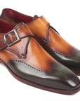Paul Parkman Single Monkstraps Green & Camel (ID