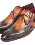 Paul Parkman Single Monkstraps Green & Camel (ID