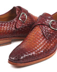 Paul Parkman Reddish Brown Woven Leather Single Monkstraps (ID