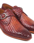 Paul Parkman Reddish Brown Woven Leather Single Monkstraps (ID