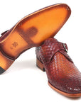 Paul Parkman Reddish Brown Woven Leather Single Monkstraps (ID