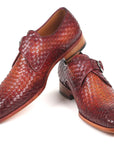 Paul Parkman Reddish Brown Woven Leather Single Monkstraps (ID