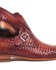 Paul Parkman Reddish Brown Woven Leather Single Monkstraps (ID