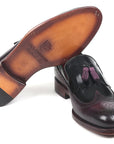 Paul Parkman Kiltie Tassel Loafer Black & Purple (ID