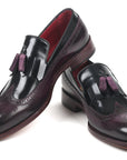 Paul Parkman Kiltie Tassel Loafer Black & Purple (ID
