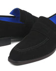 Paul Parkman Black Suede Goodyear Welted Loafers (ID