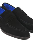 Paul Parkman Black Suede Goodyear Welted Loafers (ID