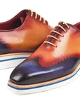 Paul Parkman Men's Smart Casual Wingtip Oxfords Blue & Camel (ID