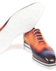 Paul Parkman Men's Smart Casual Wingtip Oxfords Blue & Camel (ID