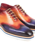 Paul Parkman Men's Smart Casual Wingtip Oxfords Blue & Camel (ID