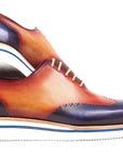 Paul Parkman Men's Smart Casual Wingtip Oxfords Blue & Camel (ID