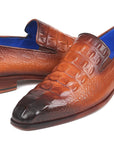 Paul Parkman Brown Crocodile Embossed Calfskin Loafers (ID