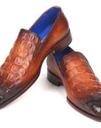 Paul Parkman Brown Crocodile Embossed Calfskin Loafers (ID
